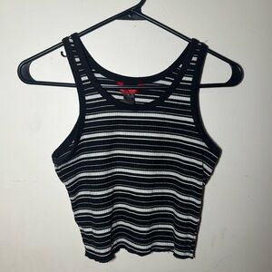 Hot Kiss Black and White Striped Tank Top